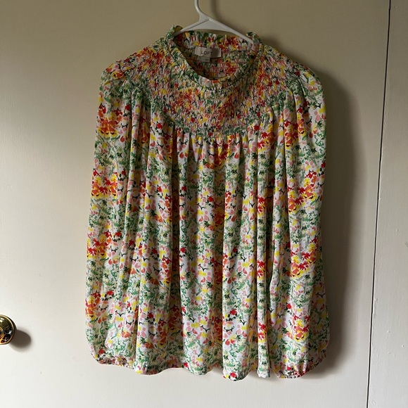 LOFT Tops - LOFT Multicolor Floral Smocked Blouse